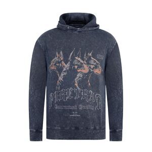 Firetrap Mens Graphic Print Regular Long-Sleeved Hoodie / Washed Black